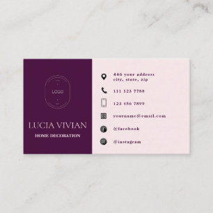 Modern Crimson Minimalist Logo Social Media Business Card