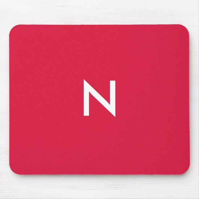 Modern Crimson Red Minimalist Monogram Initial Mouse Mat (Front)