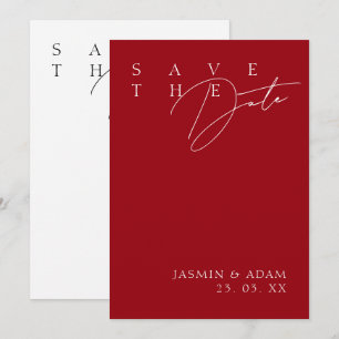Modern Crimson Red Typography Wedding Save the Date