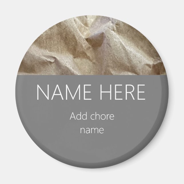 Modern Crinkled Paper Name Chore Magnet (Front)