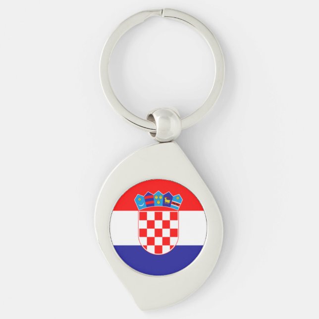 Modern Croatian Flag With Coat of Arms Cute Key Ring (Front)