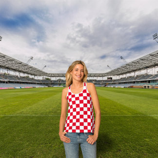 Modern Croatian Red Chequerboard Pattern Tank Top