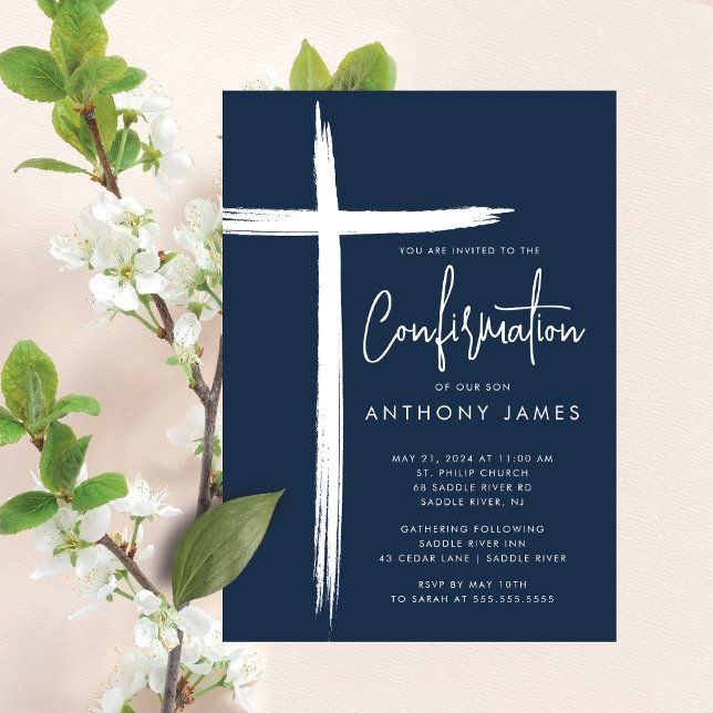 Modern Cross Boys Confirmation Invitation (Creator Uploaded)