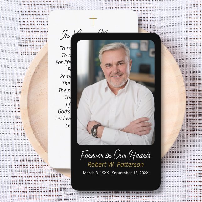 Modern Cross Photo Funeral Memorial Prayer Card (Creator Uploaded)