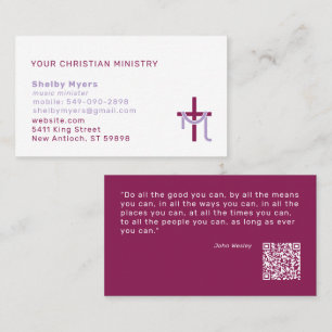 Modern Cross with Purple Sash Christian Faith Business Card