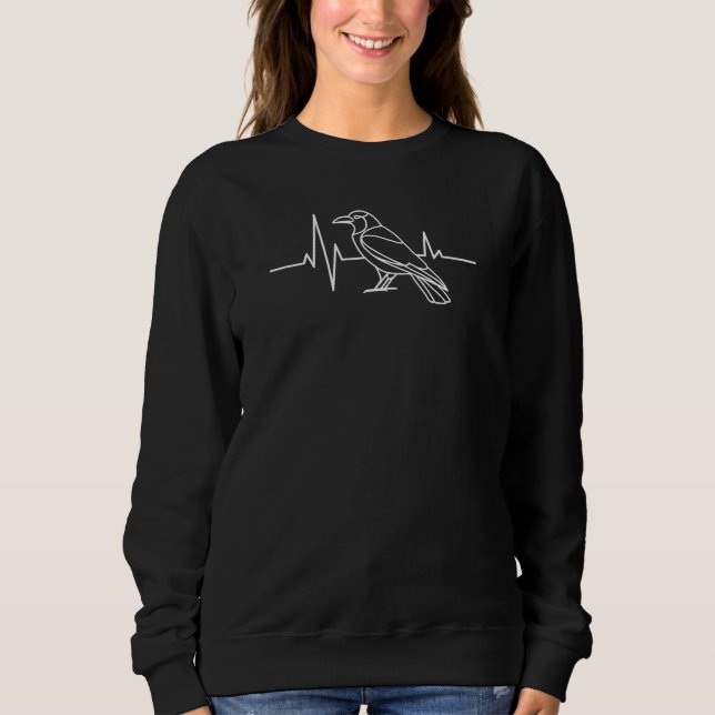 Modern Crow & heart rate graph, minimalist, simple Sweatshirt (Front)