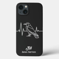 Modern Crow & heart rate, Minimalist,Monogram