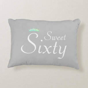 Modern Crown Sweet Sixty on Silver Grey Decorative Cushion