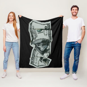 Modern Crumpled $100 Bill Design Fleece Blanket