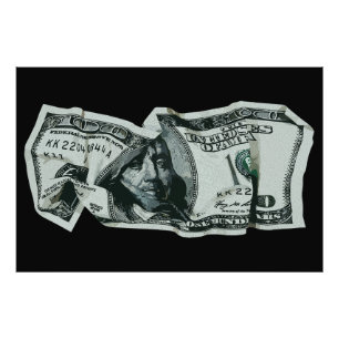 Modern Crumpled $100 Bill Design Photo Print