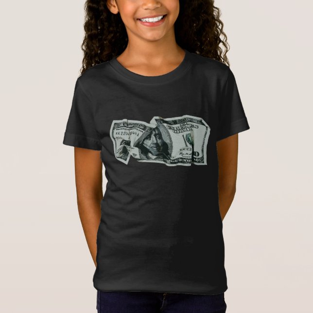 Modern Crumpled $100 Bill Design T-Shirt (Front)
