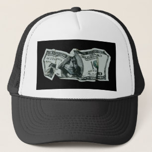 Modern Crumpled $100 Bill Design Trucker Hat