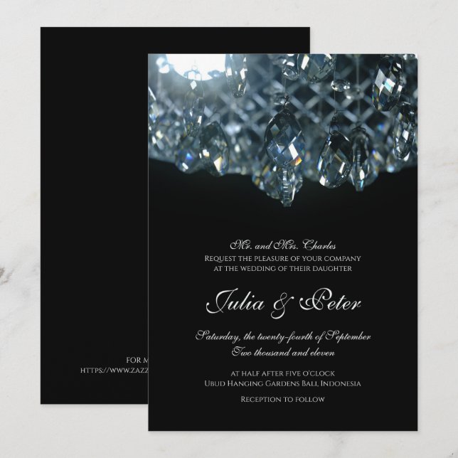 Modern Crystal Glass Chandelier Wedding Invitation (Front/Back)
