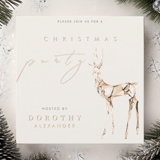 Modern Crystal Reindeer Neutral Christmas Party Invitation (Creator Uploaded)