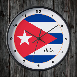 Modern Cuban Flag, Cuba trendy Home / design Round Clock