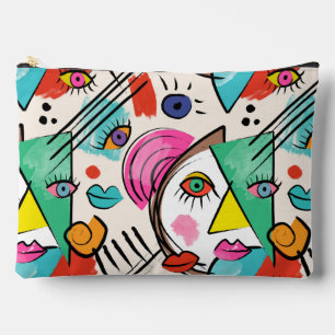 Modern Cubism Abstract Artsy Female Faces Art Accessory Pouch