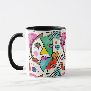 Modern Cubism Abstract Artsy Female Faces Art Mug