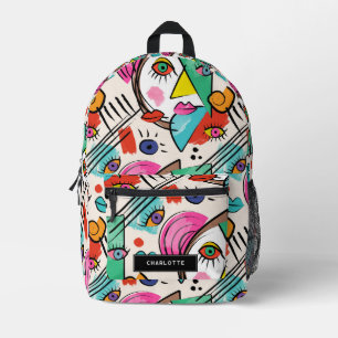 Modern Cubism Abstract Artsy Female Faces Printed Backpack