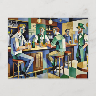 Modern Cubist Irish Pub Postcard