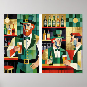 Modern Cubist Irish Pub Poster