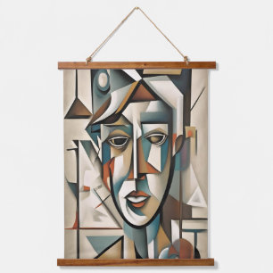Modern Cubist Portrait Abstract Art Hanging Tapestry