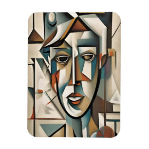 Modern Cubist Portrait Abstract Art Magnet