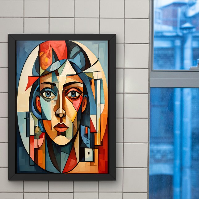 Modern Cubist Portrait Geometric Poster Print (Creator Uploaded)