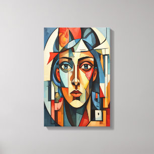 Modern Cubist Portrait Geometric Wall Art Canvas