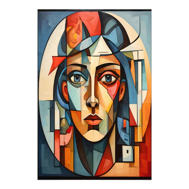 Modern Cubist Portrait Geometric Wall Art Photo (Front)