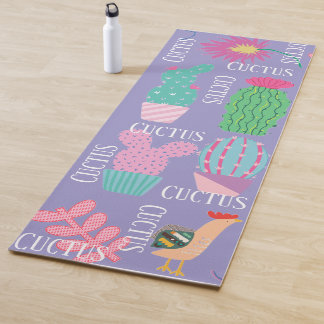 Modern cuctus illustrations Purple background Yoga Mat