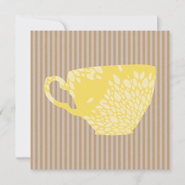 Modern Cup & Stripes Square Greeting Card (Front)