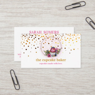 Modern Cupcake Logo Bakery Chef Catering Confetti Business Card