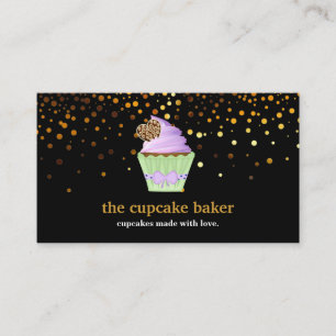 Modern Cupcake Logo Bakery Chef Catering Confetti Business Card