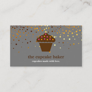 Modern Cupcake Logo Bakery Chef Catering Confetti Business Card