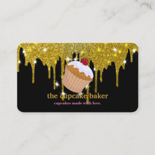 Modern Cupcake Logo Bakery Chef Catering Confetti Business Card