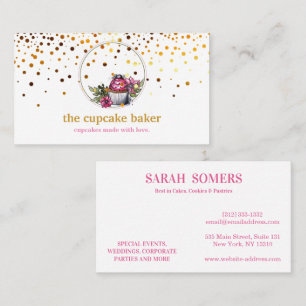 Modern Cupcake Logo Bakery Chef Catering Confetti Business Card