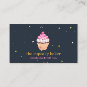 Modern Cupcake Logo Bakery Chef Catering Confetti Business Card