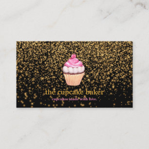 Modern Cupcake Logo Bakery Chef Catering Confetti Business Card