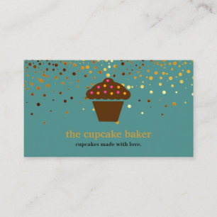 Modern Cupcake Logo Bakery Chef Catering Confetti Business Card