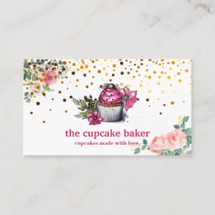 Modern Cupcake Logo Bakery Chef Catering Confetti Business Card
