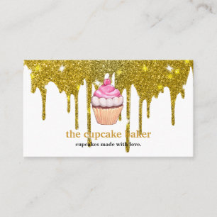Modern Cupcake Logo Bakery Chef Catering Confetti Business Card