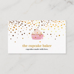 Modern Cupcake Logo Bakery Chef Catering Confetti Business Card