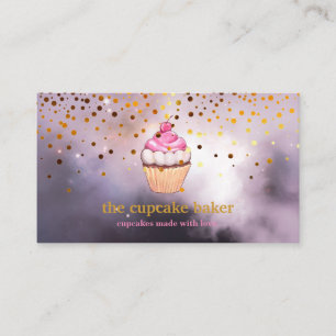 Modern Cupcake Logo Bakery Chef Catering Confetti Business Card