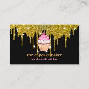 Modern Cupcake Logo Bakery Chef Catering Confetti Business Card