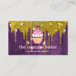 Modern Cupcake Logo Bakery Chef Catering Confetti  Business Card