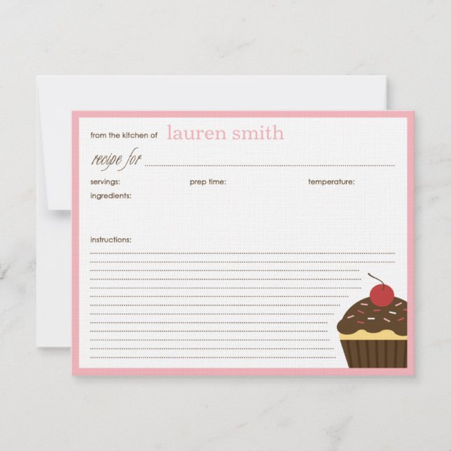 Modern Cupcake Personalised Recipe Cards (Front)