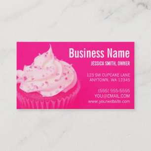 Modern Cupcake Sprinkles Hot Pink Business Card