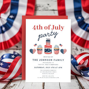 Modern Cupcakes 4th Of July Party Invitation