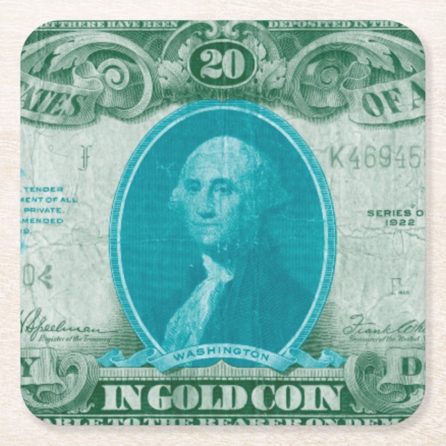 Modern Currency V Square Paper Coaster (Front)