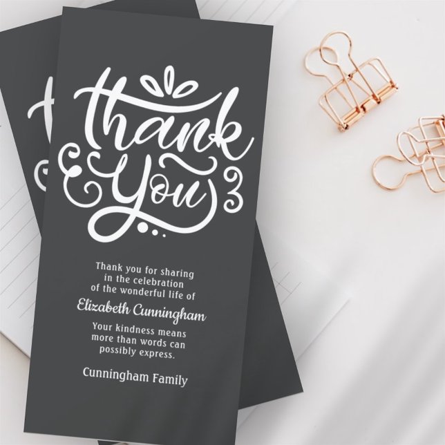 Modern Cursive Calligraphy Memorial Thank You Card (Creator Uploaded)